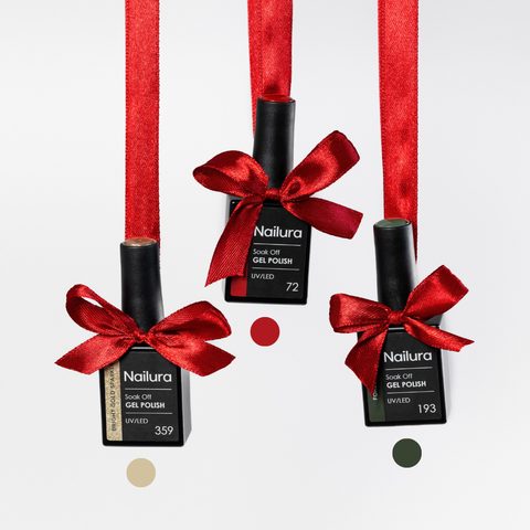 JULEPAKKE: SCARLET RED, FOREST GREEN, BRIGHT GOLD SPARKLE