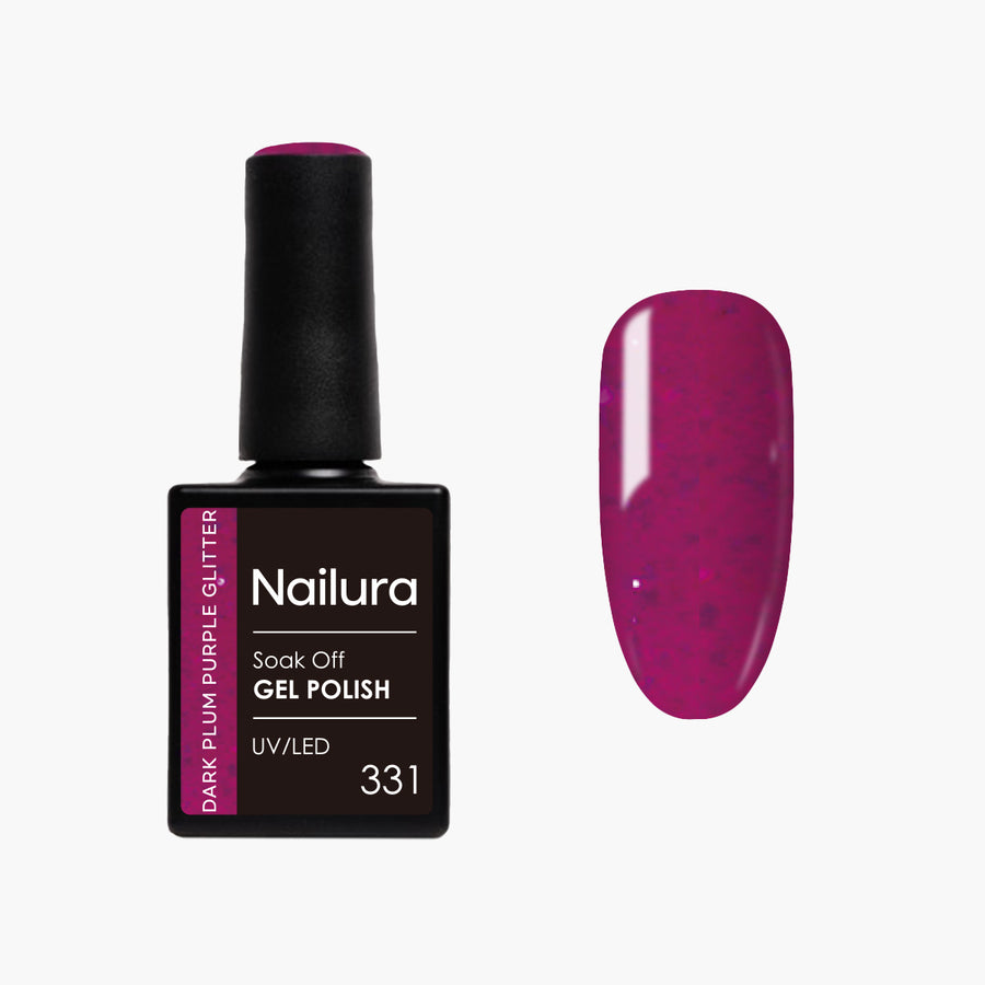 Gel Polish Glimmer 331 - Dark Plum Purple Glitter