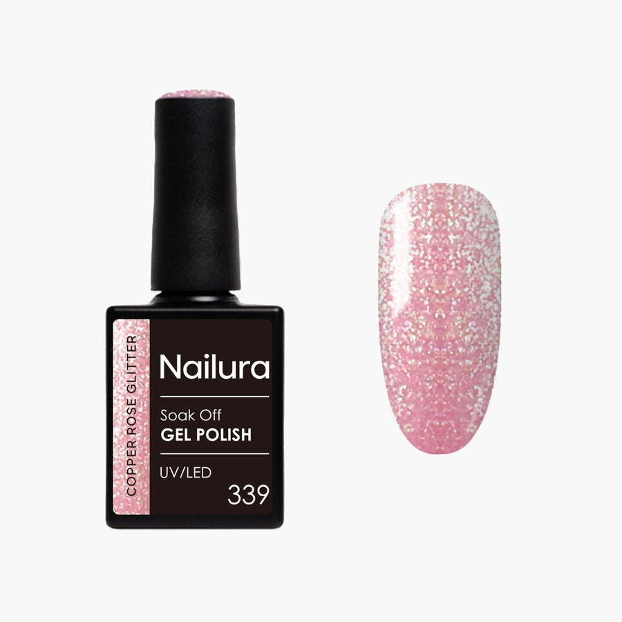 Gel Polish Glimmer 339 - Copper Rose Glitter