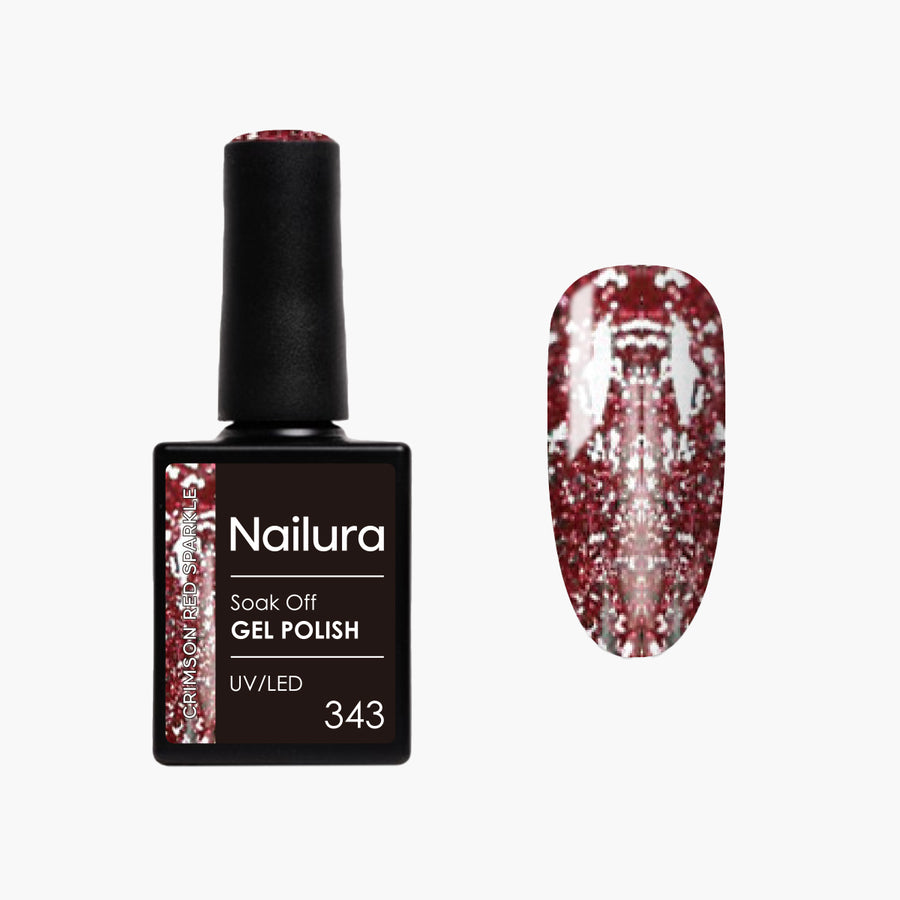 Gel Polish Glimmer 343 - Crimson Red Sparkle