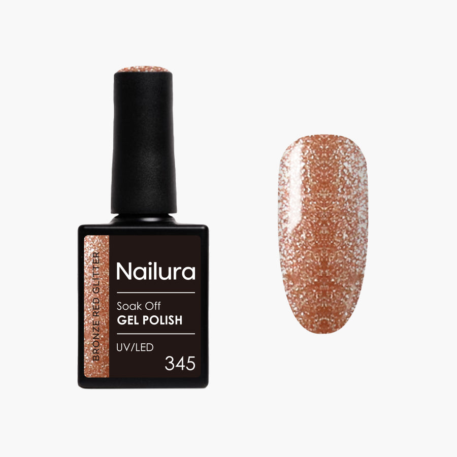Gel Polish Glimmer 345 - Bronze Red Glitter
