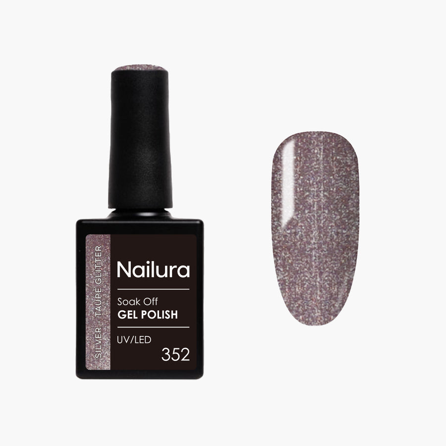 Gel Polish Glimmer 352 - Silvere Taupe Glitter
