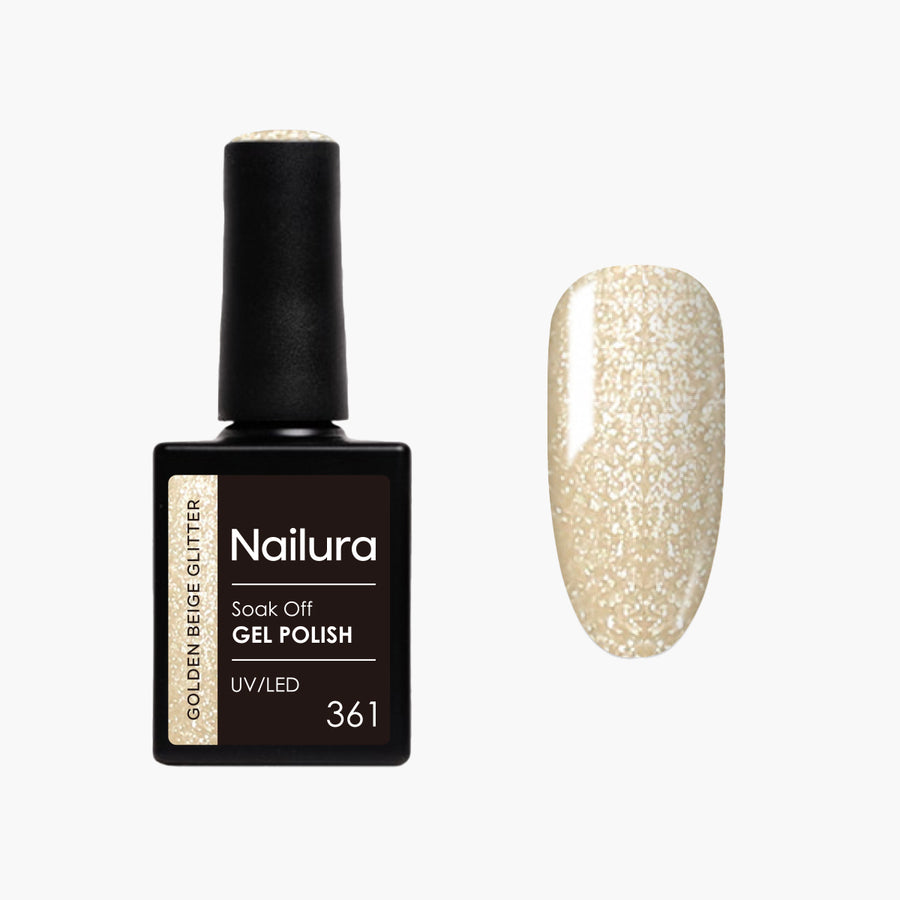 Gel Polish Glimmer 361 - Golden Beige Glitter
