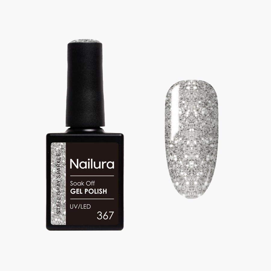 Gel Polish Glimmer 367 - Steel Gray Sparkle