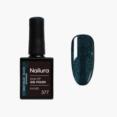 Gel Polish Glimmer 377 - Navy Blue Black Shimmer