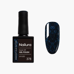 Gel Polish Glimmer 378 - Midnight Blue Glitter