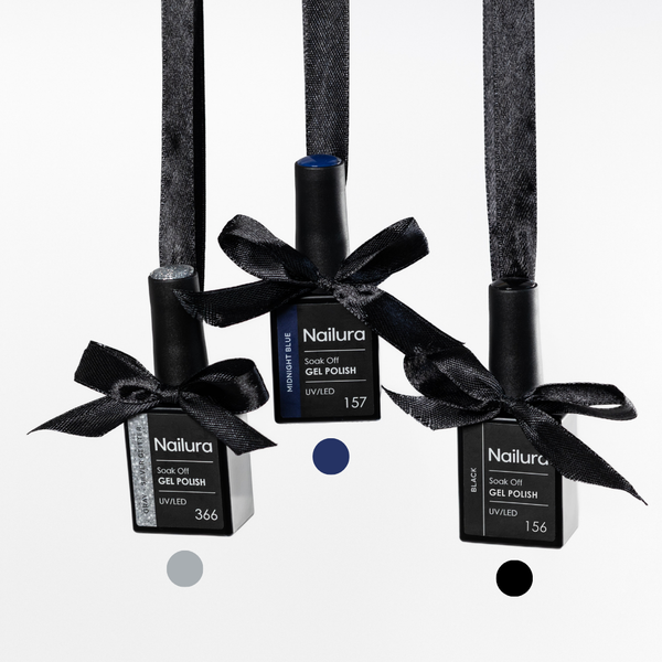 NYTÅRSPAKKE: MIDNIGHT BLUE, BLACK, GRAY SILVER GLITTER