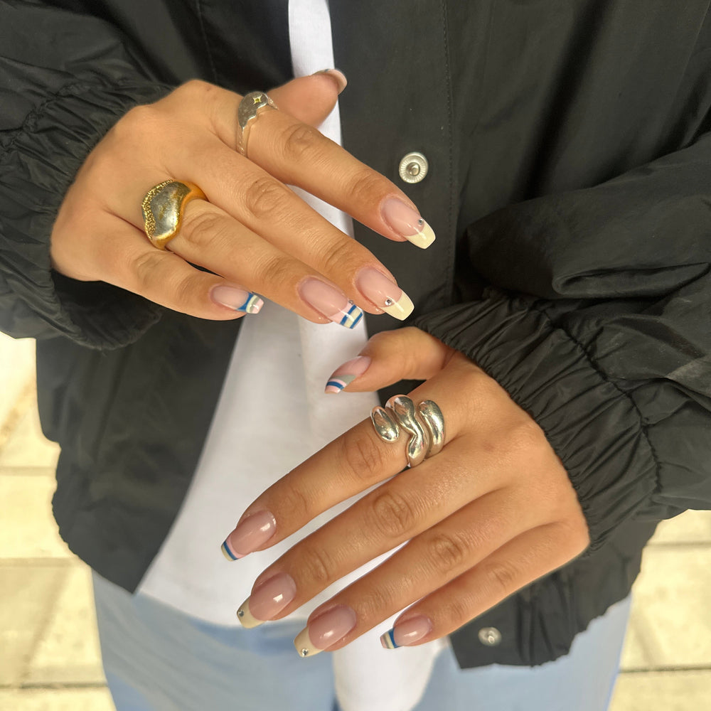 Stribede French tips