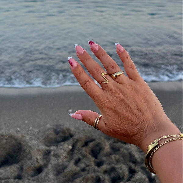 French tip med blomster
