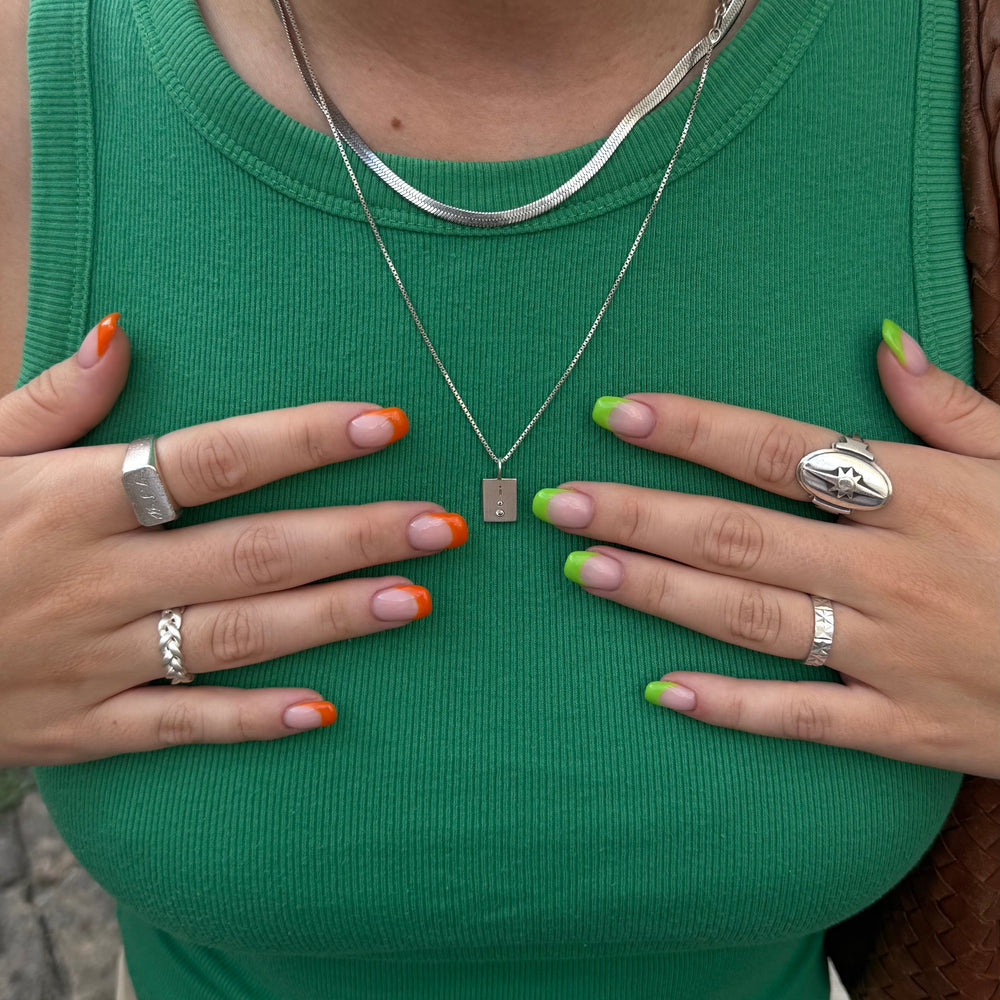Orange & Grønne French Tips