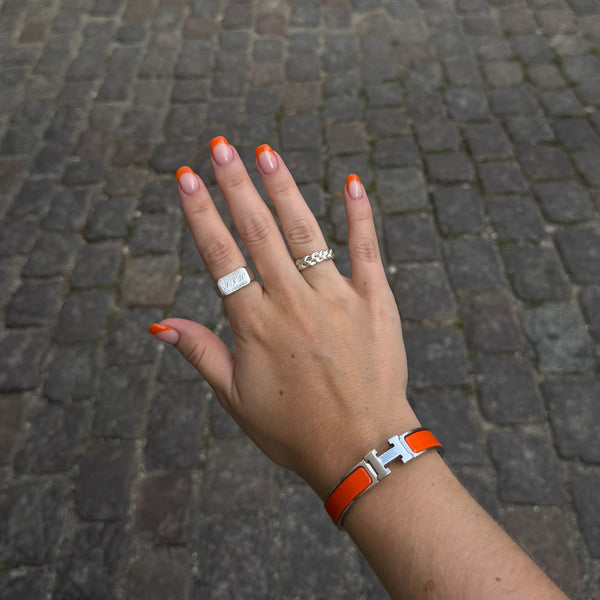 Orange & Grønne French Tips