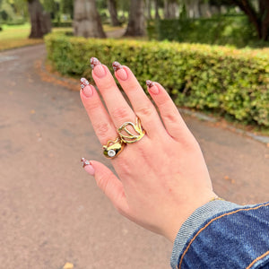 Brun French Tips m. Blomster