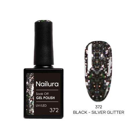 372 - Black Silver Glitter