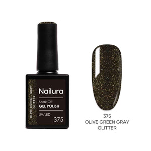375 - Olive Green Gray Glitter